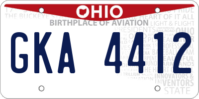 OH license plate GKA4412