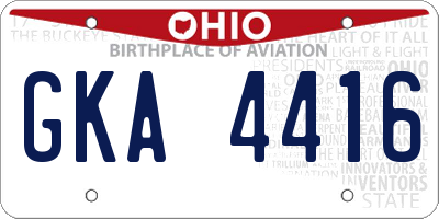OH license plate GKA4416