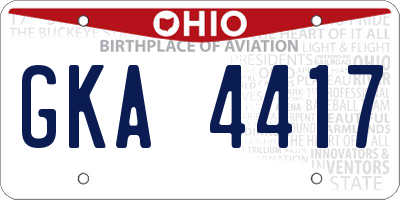 OH license plate GKA4417