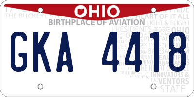 OH license plate GKA4418