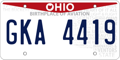 OH license plate GKA4419
