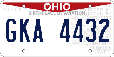 OH license plate GKA4432