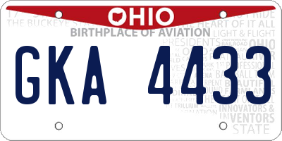 OH license plate GKA4433
