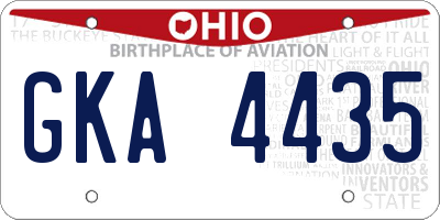 OH license plate GKA4435