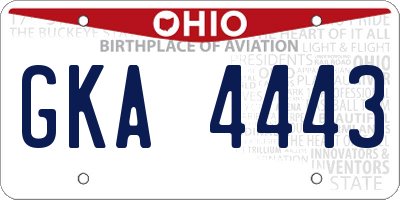 OH license plate GKA4443