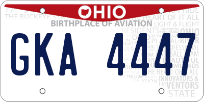 OH license plate GKA4447