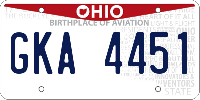 OH license plate GKA4451