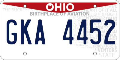 OH license plate GKA4452