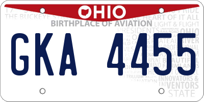 OH license plate GKA4455