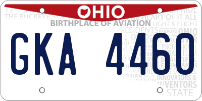 OH license plate GKA4460