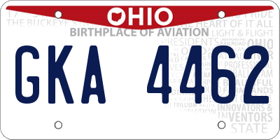 OH license plate GKA4462
