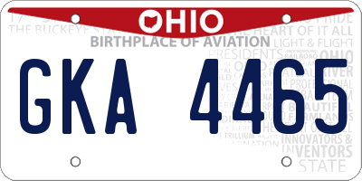OH license plate GKA4465