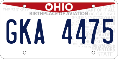 OH license plate GKA4475