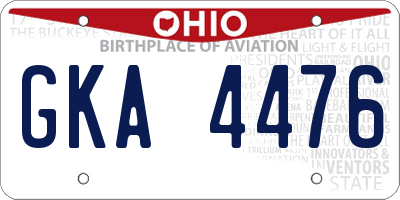 OH license plate GKA4476