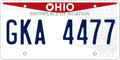 OH license plate GKA4477