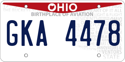 OH license plate GKA4478