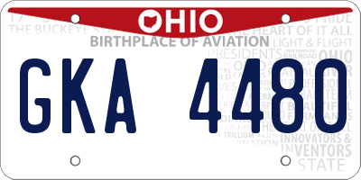 OH license plate GKA4480