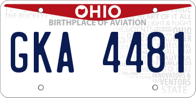 OH license plate GKA4481