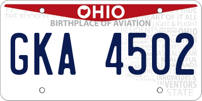 OH license plate GKA4502