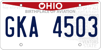 OH license plate GKA4503