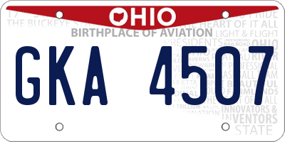OH license plate GKA4507