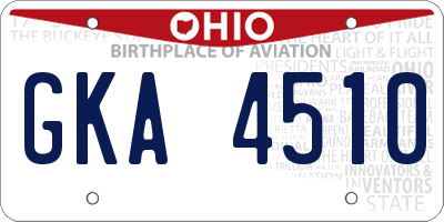 OH license plate GKA4510