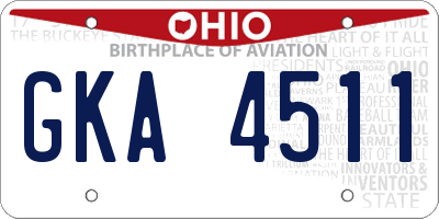 OH license plate GKA4511
