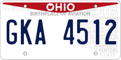 OH license plate GKA4512