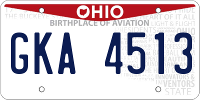 OH license plate GKA4513
