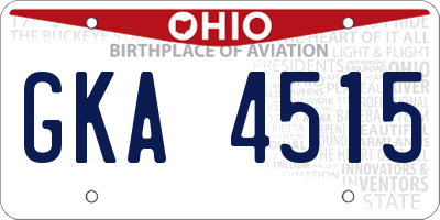 OH license plate GKA4515