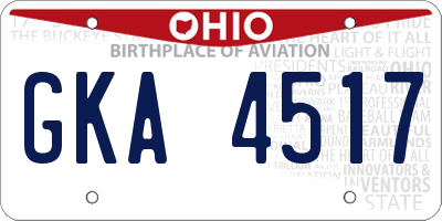 OH license plate GKA4517