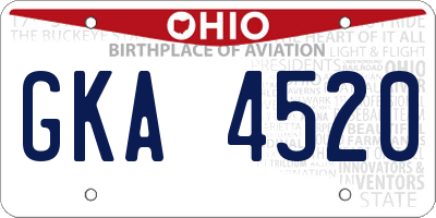 OH license plate GKA4520
