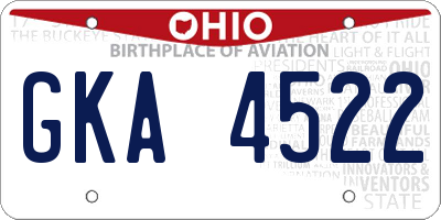 OH license plate GKA4522