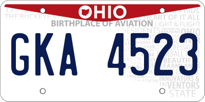 OH license plate GKA4523