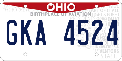 OH license plate GKA4524