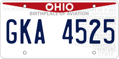 OH license plate GKA4525