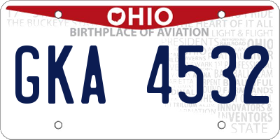 OH license plate GKA4532
