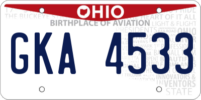 OH license plate GKA4533