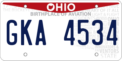 OH license plate GKA4534