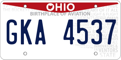 OH license plate GKA4537