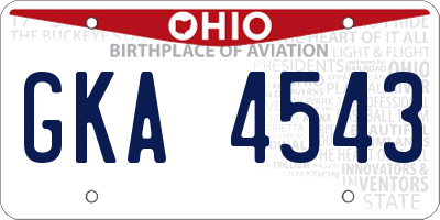 OH license plate GKA4543