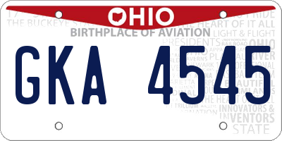 OH license plate GKA4545
