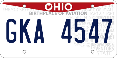 OH license plate GKA4547