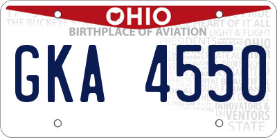 OH license plate GKA4550