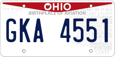 OH license plate GKA4551