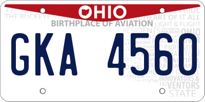OH license plate GKA4560