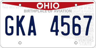 OH license plate GKA4567