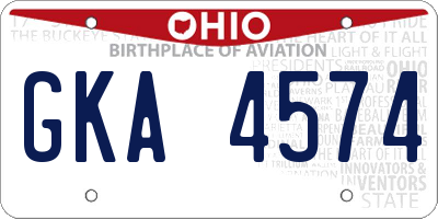 OH license plate GKA4574