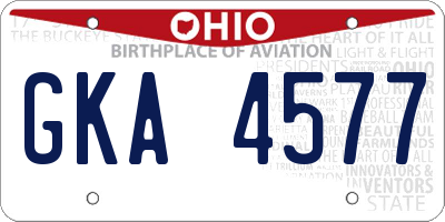 OH license plate GKA4577