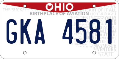 OH license plate GKA4581